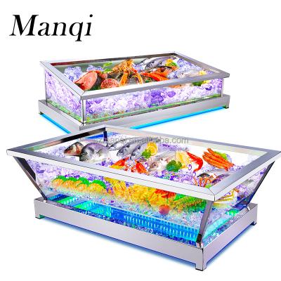 China Viable Colorful Led Light Ice Beer Seafood Ice Bucket Serving Tray Acrylic Cooler Tank for sale