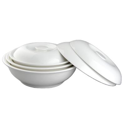 China Hospitality Disposable Disposable Tableware Ceramic Soup Bowl With Lid for sale