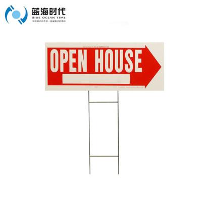 China Lightweight PP Corrugated Open House Plastic Yard Signs Real Estate Sign Mail for sale