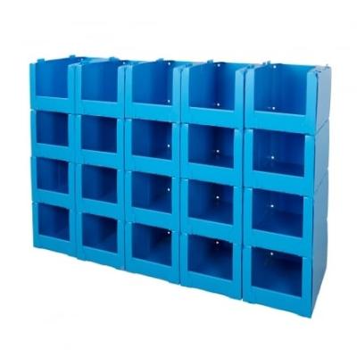 China Recyclable Correx Stacking Pick Bins Stackable Warehouse Corrugated Plastic Hopper Pick Front for sale