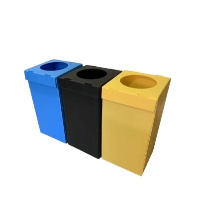 China Collapsible Collapsible PP Corrugated Recycling Bins Correx Coroplast Plastic Trash Can Waste Bins for sale