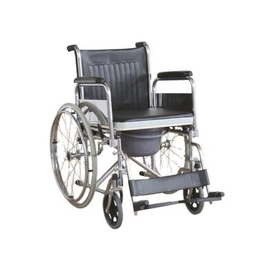 China Steel Frame Disabled Wheelchair Disabled Commode Folding Chair With Portable Wheels for sale