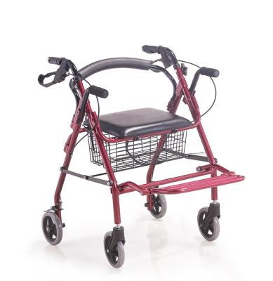 China Outdoor Walker Folding For Elder Wheel High Demand Lightweight / Four Wheel Rollator Chair With Seat Disabled Shopping Aluminum Four Wheel Rollator for sale