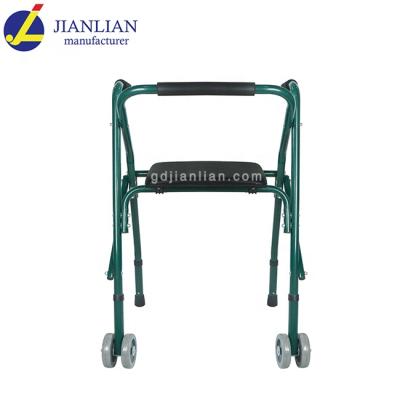 China Height Adjustable Elder Folding Walker With Wheels And Seat for sale