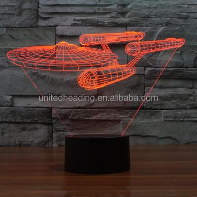 China Sensor Control Star Trek Enterprise 3D LED Night Light 7 Color Touch Switch Smart Table Light Desk Lamp for sale