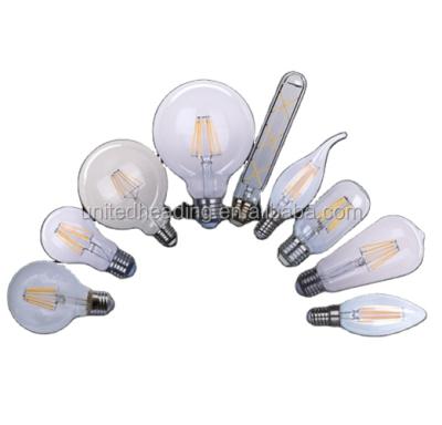 China High brightness 2700k warm white 3000k 2w 4w 6w 8w e26 dimmable e27 AC110/220V led filament bulb for sale