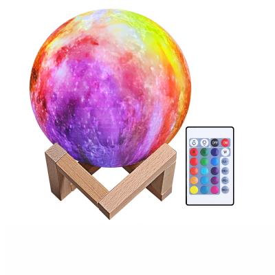 China Room 16 Colors RGB Remote Control Rechargeable 3D Moon Light Printing LED Lunar Moon Lamp for sale