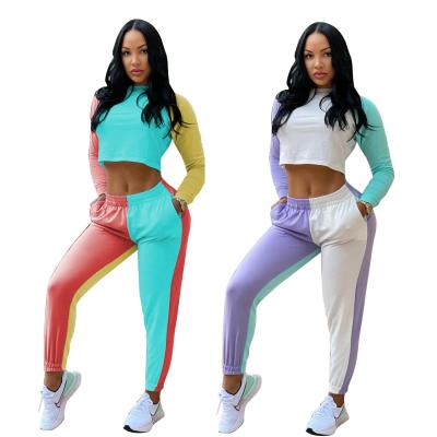 China QUICK DRY spring to autumn women's sports and leisure suit long sleeve splicing color matching two-piece suit for sale