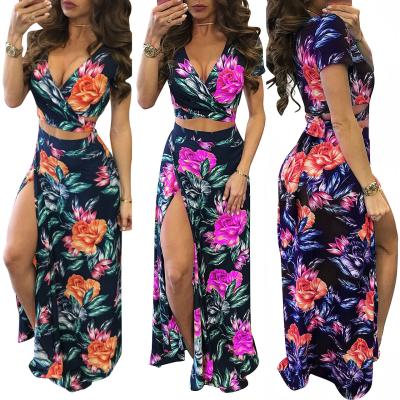 China QUICK DRY Casual Women's Floral Dress Classic Two Piece Set Dress Two Piece Set for sale