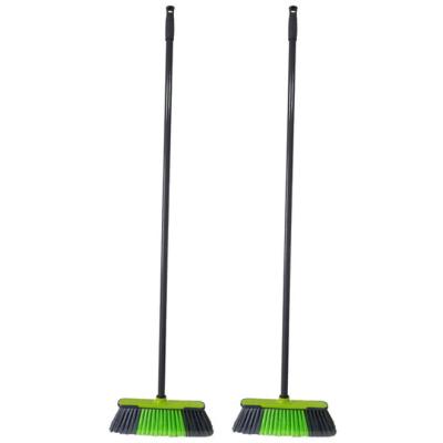 China Long Handle Low Price Household Soft Cleaning Plastic Broom With Wooden Handle for sale