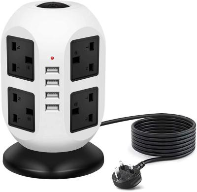 China Tower Extension Socket With Spike Protector Vertical Socket With Universal Vertical Usb Extension Socket 16.5*16.5*22.5CM for sale