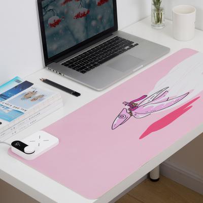 China Large Heat Office PASSIONATE Hot Table Mouse Pad Mat Leather With Wireless Charger for sale