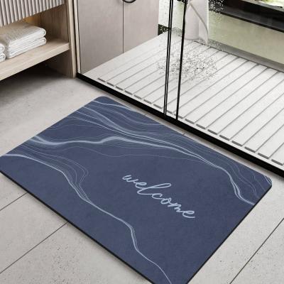 China Wholesale Anti Slip Cute Cartoon Washable Soak Up Bath Mat Diatom Mud Floor Mat For Bathroom for sale