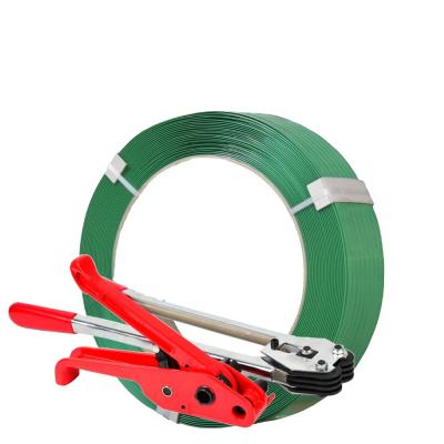 China Manual Packing 1910 Rolls PET Roll Automatic Plastic Strapping Green STEK AAR Export Approved 34 Inch PET Strap Wrap For Pallet Bundling for sale