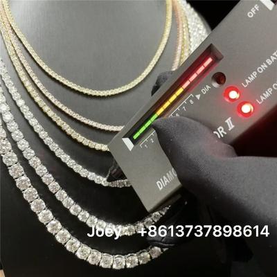 China Hiphop Hip Hop Jewelry 925 Sterling Silver Gold Plated VVS Moissanite Tennis Chain Necklace for sale