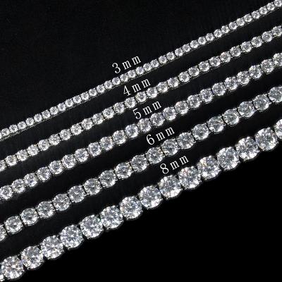 China Wholesale Hiphop Zuanfa Hip Hop Iced Out 6mm/8mm Moissanite CZ Diamond Tennis Necklace Chain for sale