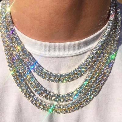 China Wholesale Hiphop Zuanfa Ready To Ship Hip Hop Iced Out Moissanite CZ Diamond Tennis Necklace Chain for sale