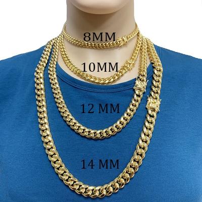 China Miami Stock Cuban Steel Restriction Gold Link Titanium Chain Jewelry Hiphop Stainless Steel Cuban Chain for sale