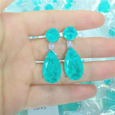 China Office/Career Ready To Ship Wholesale Silver Fusion Paraiba Crystal Earrings Women Jewelry Color Vintage Earrings for sale