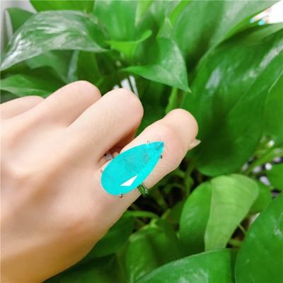 China Romantic Zuanfa Ready To Ship Simple Elegant Pear Ring Anel Women Rings Joyeria Pariaba Fusion Jewelry Semi for sale