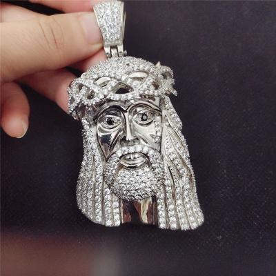 China Hiphop Ready To Ship Hip Hop Jewelry Men's 316L Big Jesus Stainless Steel Head Pendant Superb Bling for sale