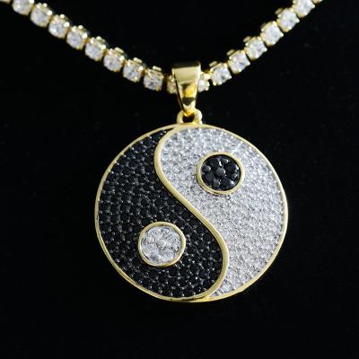 China Hiphop Hip Hop Jewelry Brass Gold Plated Hip Hop Yin Yang Pendant for sale