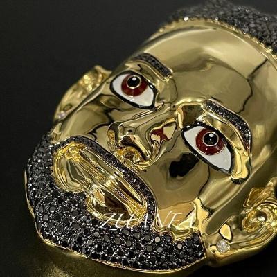 China FASHIONABLE Custom Lab Pendant Diamonds Yelow 10k Gold Hip Hop Portrait 3D Animated Realistic Head Pendant for sale