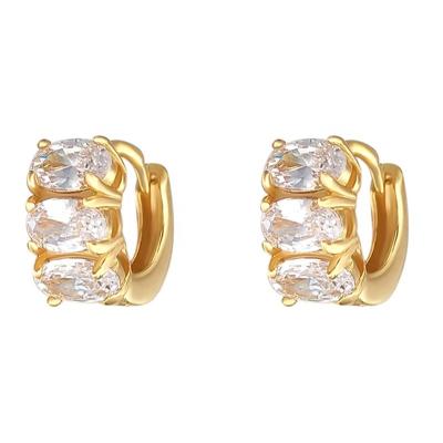 China Cute Small Size Hiphop 925 Sterling Silver Gold Plated CZ Lab Diamond Hip Hop Huggie Earrings for sale