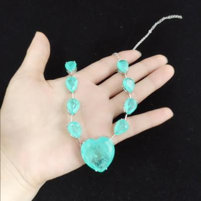 China FASHIONABLE luxury paraiba fusion stone necklace women jewelry green atacado de joias semi necklace for sale