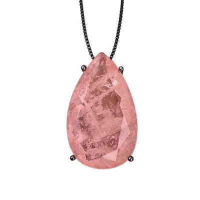 China Fashion Vintage Brazil Morganite Melting Jewelry Wholesale Tear Drop Pendant Necklace Semijoias for sale