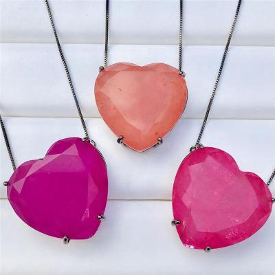 China Fashionable Hot Sale Copper Heart Stone Melting Brazil Semijoyas Luxury Jewelry Pendant Necklace For Party for sale