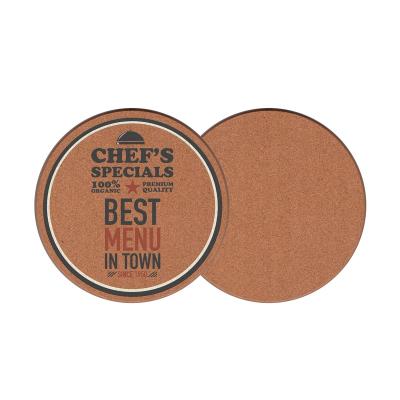 China Sustainable Custom Wooden Coaster Full Color Printing Cork Kitchen Heat Placemats for Hot Pads Cork Trivet Rustic for sale