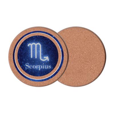 China Sustainable 100% Natural Cork Bulk Cartoon Wooden Coaster Custom Logo Drink Cup Mat for sale