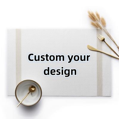 China Sustainable Custom Your Design Textilen PVC Silicone Coaster Non-Slip Oil-proof Heat Resistant Waterproof Washable Vinyl Woven PVC Placemat for sale