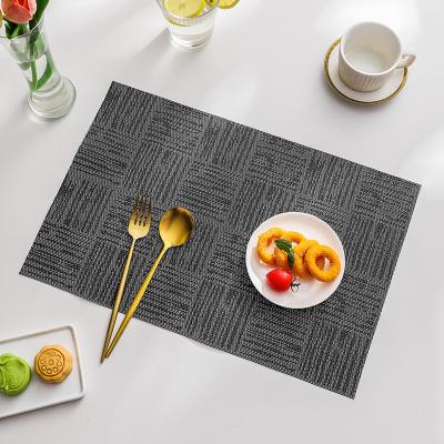 China Sustainable Custom Your Design Textilen PVC Silicone Coaster Oil-proof Heat Resistant Waterproof Washable Vinyl Woven PVC Placemat for sale