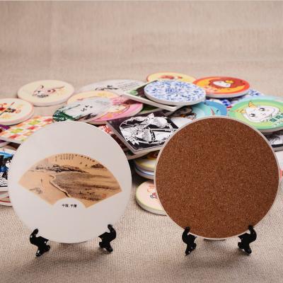 China Sustainable 2023 Amazon Hot Selling OEM/ODM Custom Logo Mat Heat Resistant Stone Coasters Sublimation Ceramic Cork Coaster For Drinks for sale