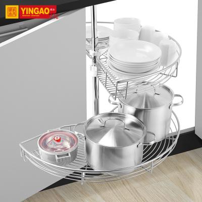 China Magic Circle Corner Optimizer 180 Kitchen Corner Cabinet Susan Lazy Rotating Basket for sale