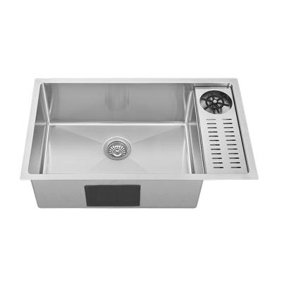 China Without Faucet Stainless Steel Sink Handmade Kitchen Sink With Glass Washer for sale