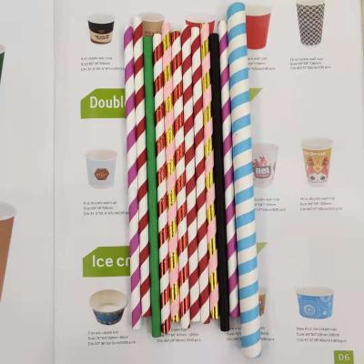 China Disposable Eco Bending Stripe Wheat Rice Pla Drink Paper Drinking Straw for sale