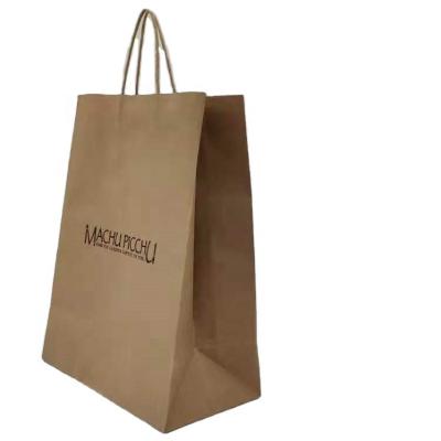 China Biodegradable Shopping Bag With Twisted Handle Brown Color Kraft Paper Bag With Printing for sale