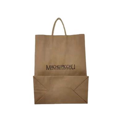 China Hot sale good quality biodegradable brown color kraft paper bags with handle for sale