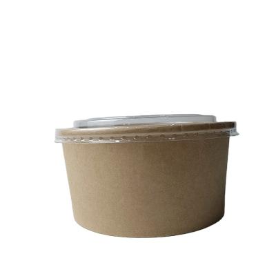 China Eco Disposable Kraft Paper Salad Bowl Disposable Soup Cup Take Away Salad Bowl With Lids for sale