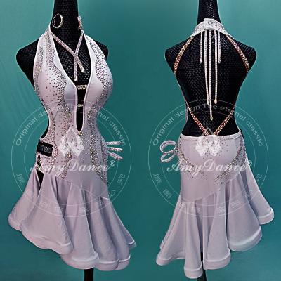 China High Fashion Eco - Friendly Dance Dress White Latin Latin Dance Costume for sale