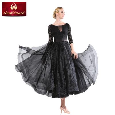 China Eco-Friendly Ballroom Dance Wear Ballroom Performance Custom Size Ballroom Dance Dress Adult Puffy Dance Dress for sale