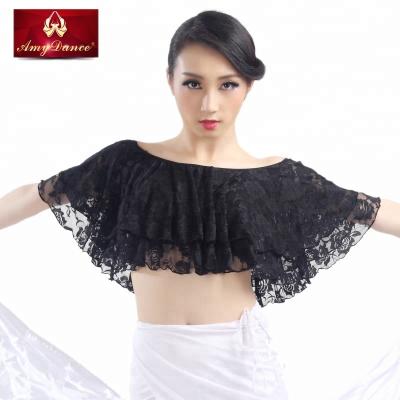 China from above & Hot Sexy Tees Off The Shoulder Black Lace Shorts Ballroom Belly Dance Tops for sale