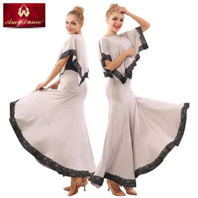 China Asymmetrical Draping Ballroom Waltz Dance Costumes Design Summer Three Piece Sets for sale