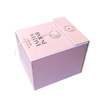 China Creative Recycled Materials 2021 Belt Design Pink Printed Custom Cardboard Folding Gift Box Packaging With Logo for sale