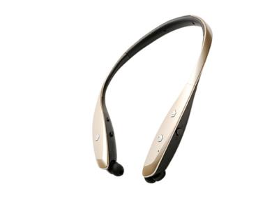 China Wireless Retractable Neckband Headphones With Microphone , Gold Color for sale