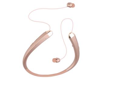 China Gold Foldable Retractable Neckband Wireless Headphones With 120MAH Capacity Battery for sale