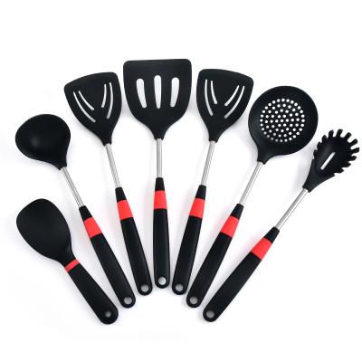 China Viable Factory Wholesale Silicone Kitchenware Set Kitchen Cooking Tool 7 Piece Set Household Cooking Spatula Hot Pot Colander for sale